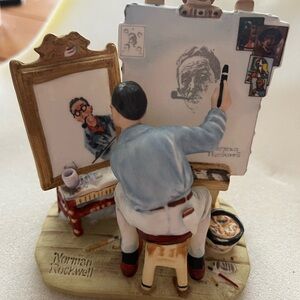 Norman Rockwell Artist Sculpture - Blue and White